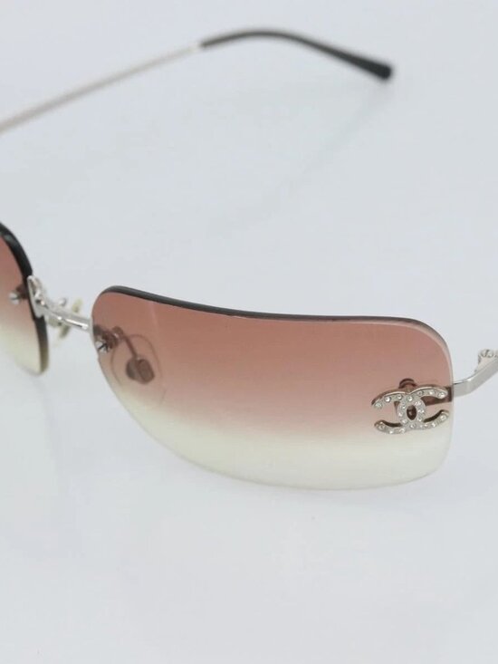 CHANEL COCO Mark Sunglasses metal Silver CC Auth 185051V main image 7